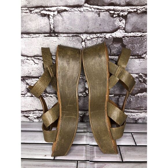 Kork-Ease Olive Green Leather Platform Wedge Ankle Strap Sandals Women Sz 7M US - Picture 13 of 16